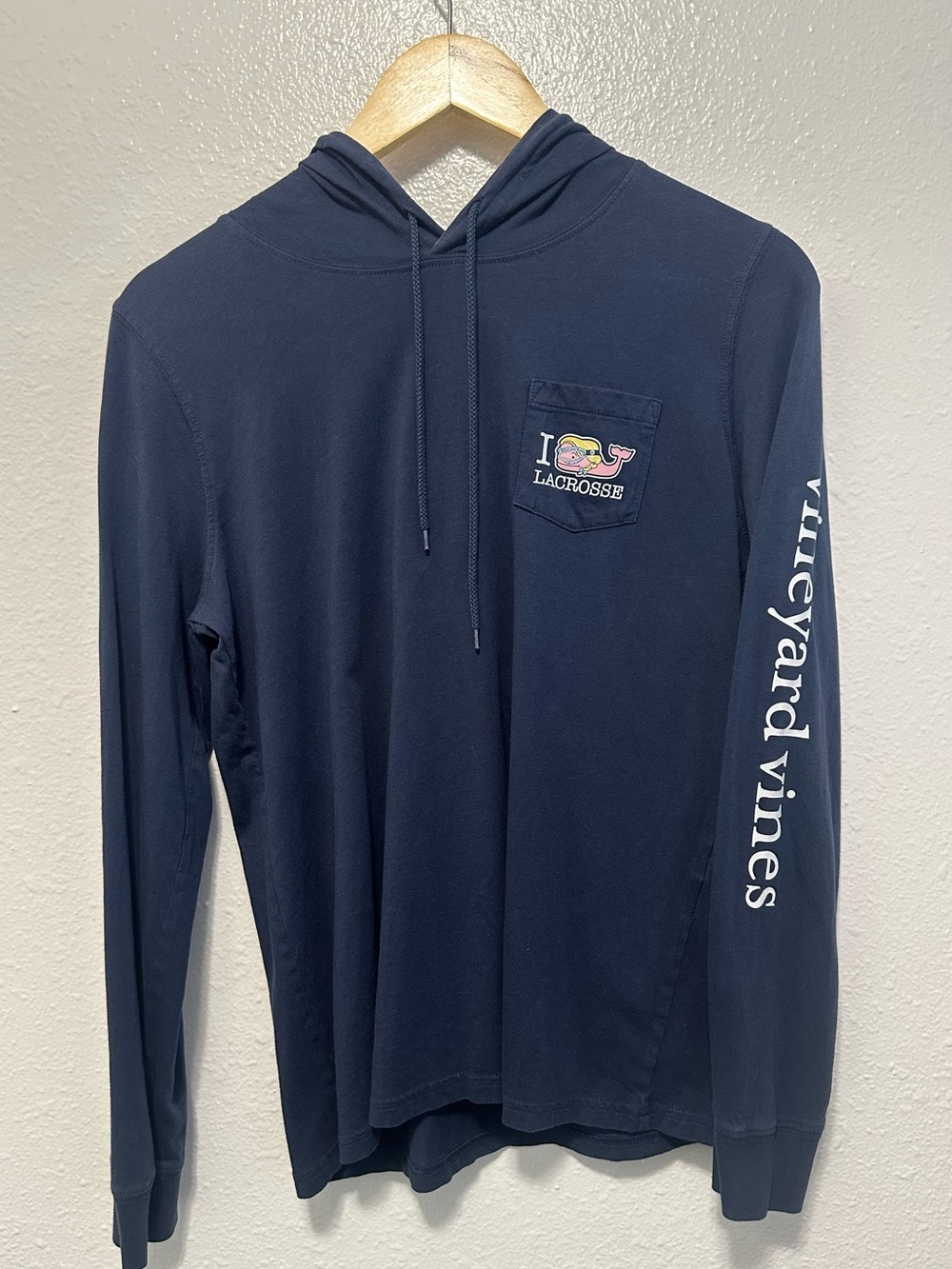 Vineyard Vines Navy Hooded Long-Sleeve Lacrosse Tee